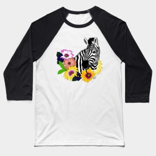 Zebra and Daisies Baseball T-Shirt